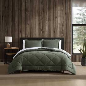 B0d8nd1rcb Eddie Bauer Twin Comforter Set Microsuede Plush Faux Shearling 2-piece Plaid Gre