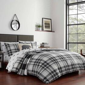 Ushsa51108877 Eddie Bauer Coal Creek 3-piece White Plaid Cotton King Comforter Set