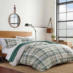 Ushsa51108879 Eddie Bauer Timbers 3-piece Green Plaid Cotton Full/queen Comforter Set