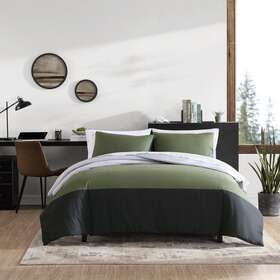 Ushsa51252294 Eddie Bauer Comforter Set 2-pcs 88 Inch X68 Striped Bedroom Linen Polyester Green