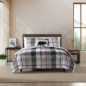 Ushsa51262976 Eddie Bauer Normandy Plaid 2-piece Black Microfiber Twin Comforter Set