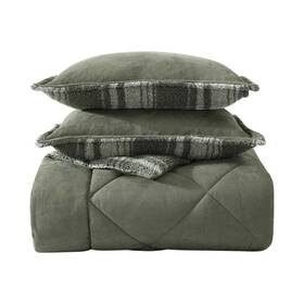 Ushsa51301870 Eddie Bauer Big Lake Plaid 3-piece Olive Green Microfiber King Comforter Set