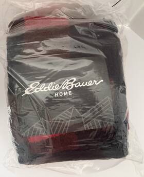 Ushshf1241073 Eddie Bauer Cabin Buffalo Red Black Plaid Sherpa Throw Blanket 50 Inch X 60 New
