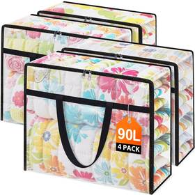 B0fqhxrc44 Edendwell Clear Under Bed Storage Containers - 4 Pack Large Capacity Clothes Sto