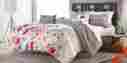 Edn5cskingkmf1 Essential Home White Black And Colorful Floral Reversible King Size Comforter Set 5 Pc Bedding