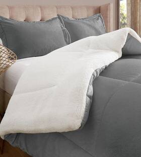 22ec-sherpa-comf-tw-silver Elegant Comfort Super Soft Sherpa Comforter 2-piece Set Premium Quality Heavy