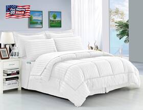Elegant Comfort 313055293205 Wrinkle Resistant - Silky Soft Dobby Stripe Bed-in-a-bag 8-piece