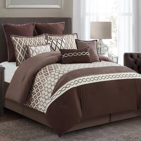 67ec-10pc-tie-dye-cal Elegant Comfort 10 Piece Bed In A Bag Comforter Set Bedding Skirt Shams California King Brown