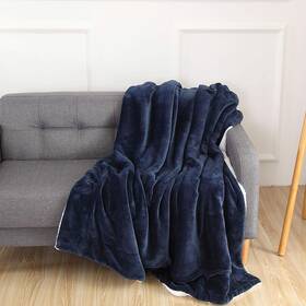 Elegant Comfort 784851548095 Reversible Sherpa Micro-suede 3-piece Navy Twin Throw
