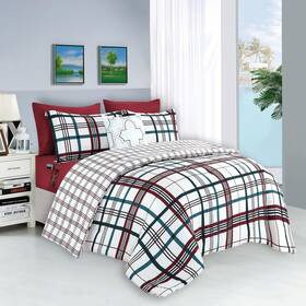 B0d9zhh2s3 Elegant Comfort Silky Soft 8-piece Plaid Lodge Bed-in-a-bag Comforter Set