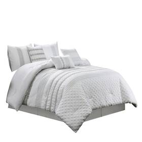 Elight Home 843688106653 Lirite Luxury 7 Piece Comforter White California King
