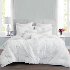 Elight Home 843688108206 Nava Luxury 6 Piece Comforter Set White Queen