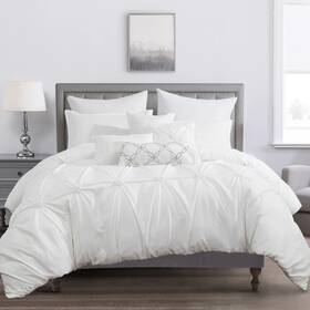 Elight Home 843688109913 Jina Luxury 7 Piece Comforter Set White Queen