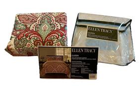Et201130q Ellen Tracy Queen 3 Piece Duvet Set 100% Cotton Multicolor Boho Style