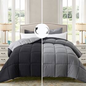 Elnido Queen 727196271501 All-season Reversible Down Alternative Quilted Comforter- Corner Duvet Tabs