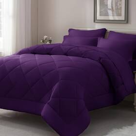 G-7cs-ppq Elnido Queen Purple Comforter Set - 7 Pieces Bed In A Bag Size B