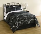 40ck107-an Embroidered Chic 40ck107- King Black Willow Home Comforter 8-piece Set