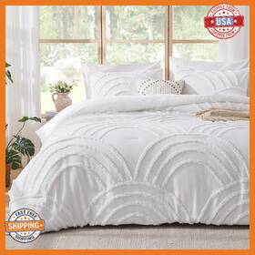 B0dzcxx83r Enjohos White Queen Comforter Set 3 Pieces Boho Tufted Rainbow Bedding Comforte