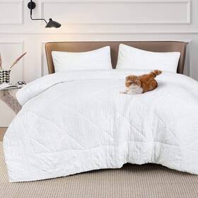 Enviohome 056557524938 Comforter Set King Size Soft Microfiber Crinkled Bedding For All Season