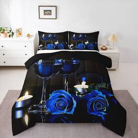 B0byyzfxdb Erosebridal Blue Rose Comforter For Girls Boys Romantic 3d Bedding Set