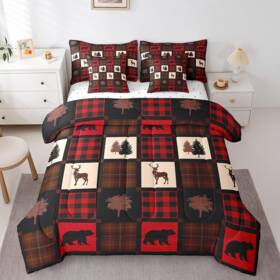 B0d873r4wm Erosebridal 7 Pcs Cabin Deer Comforter Set Full Sizehunting Bed In A Bag