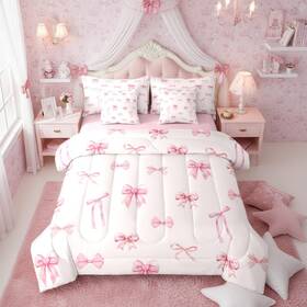 B0dz2lw7wq Erosebridal Pink Bow Comforter Set 7-piece Cute Bowknot Twin Bedding Girls D