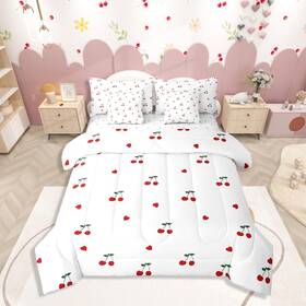 Erosebridal B0ffgtfk7v Kids Red Cherry 7 Piece Bedding Set Twin Sizecherry Pattern Bed In