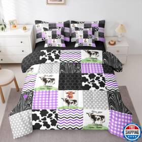 B0fh6k9d97 Erosebridal Kawaii Highland Cow 7 Pcs Comforter Set Full Size Cute Cattle Print