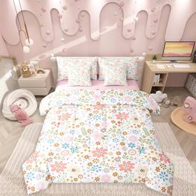 B0fj24gbb6 Erosebridal Pink Flowers 7 Pieces Bedding Set Twin Sizekids Cute Floral Bed In