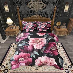 B0fjfl2tzd Erosebridal Peony Floral 7 Pieces Bedding Set King Sizeelegant Bed In A