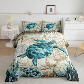 Ds33turtlebzsjjqueen Erosebridal Turtle Bedding Teal Comforter Set Turquoise Ocean Queen Color 0100