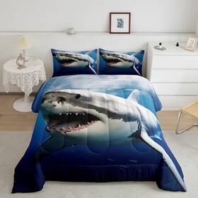 Ds52sharkbzsjjtwin Erosebridal Kids Comforter Set For Boys Girls 3d Shark Fish Down 2 Piece Hawaii