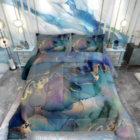 Gh55wt-bz Erosebridal Golden Marble Grain Bedding Set King Abstract Texture Design Duvet Inch
