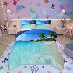 Jcx5686yppbztwin Erosebridal Ocean Comforter Set Palm Leaves Printd Down Summer Beach Decor Hawaii