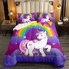 Jcxs7815bzhjffull Erosebridal Girls Kawaii Cute Unicorn Print Bedding Set - Cartoon Horse Children