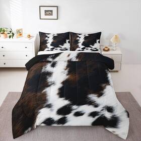 Lwh22879bzhwjfull Erosebridal Brown Cowhide Comforter Set Full Black White Aztec Cow Print Bedding Western