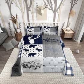 Lwhs2974lhm-bz Erosebridal Camping Down Comforter For Kids Deer Bear Set Queen Size Rustic Bu