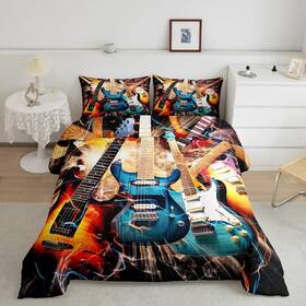 Oyl00401bzwjpqueen Erosebridal Guitar Comforter Rock Music Bedding Sets Lightning Set For K