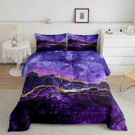 Oyl00814wt-bz Erosebridal Usq Purple Marble Bedding Set Abstract Gold Comforter Queen Multi 13