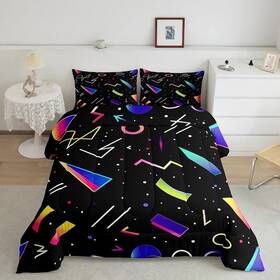 Oyl00864wjw-bz Erosebridal Usq Memphis Pattern Comforter Set Retro 80s Or 90s Geometric Fashion Bedd