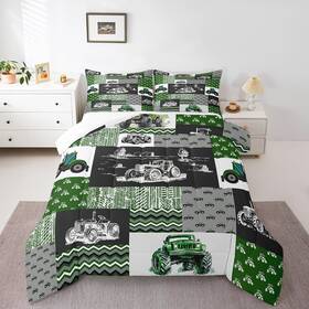 Oyls02732bzhjffull Erosebridal Green Tractor Comforter Set Full Size Farm Vehicle Truck Bedding Cartoon