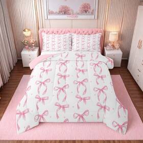 Wals3336tozms3610bzxjl Erosebridal Ribbon Pink Bow Queen Comforter Set Cute Bows Bedding For Girls Teen