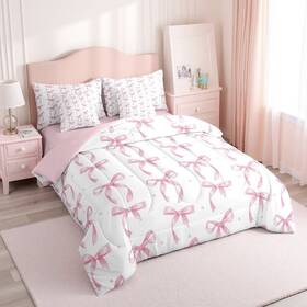 Wals4739xjlfba-tjqab Erosebridal Usf Girls Pink Coquette Bow Full Comforter And Sheets Bed Set Kawaii Bowknot Bedding