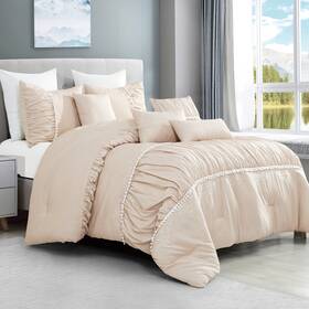 Esca 843688114177 Charnee Luxury 7 Piece Comforter Set Pink Queen