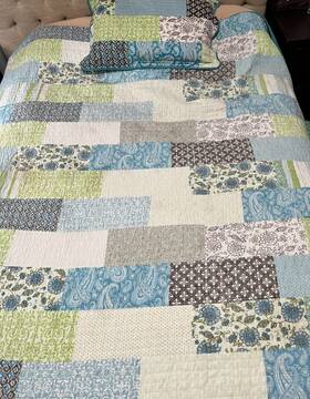 Essential Home 783048668400 2 Piece Full/queen Quilt And One Pillow Sham Floral Geometric
