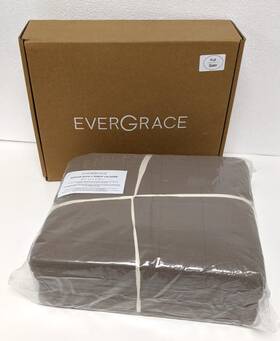 1020201 Evergrace Box Stitch Cotton Quilt Set Full/queen 92x96 Mocha Brown 2 Shams New
