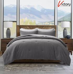 Evergrace 810029531153 Mini Waffle Plush Comforter 3-piece Queen Set In Gray