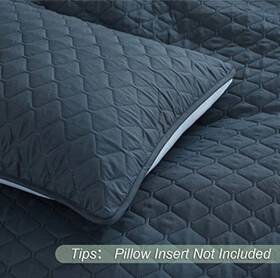 Qs-11-nt Exclusivo Mezcla Reversible Navy/blue 2 Piece Twin Size Quilt Set Nip