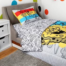 51935-pol-twin-spon Expressions Spongebob Squarepants 4 Pcs Twin Bedding Set For Kids With Reversible Comforter