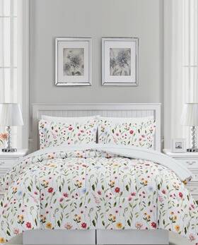 18393224ncp Fairfield Square Collection 8 Piece Reversible Queen Bed Set/ Natalie Floral